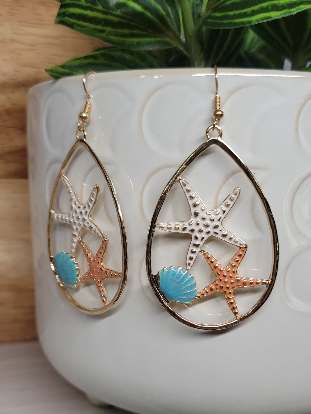 Starfish Trio Bold Teardrop Earrings
